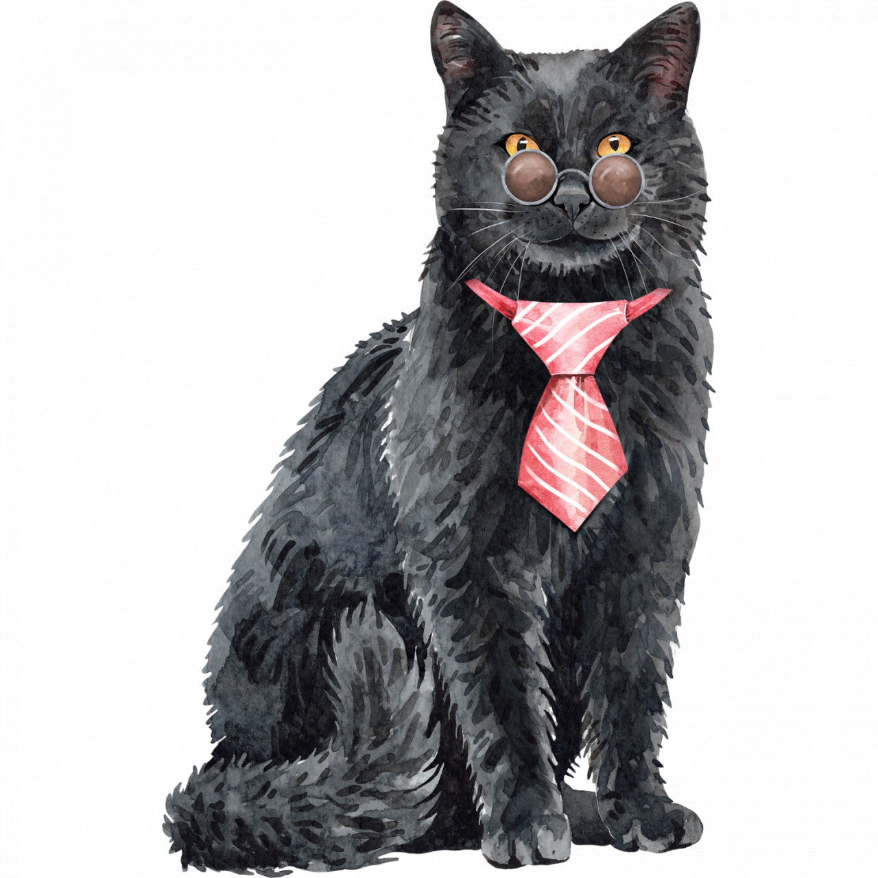 Set 5 bucati, Sticker decorativ, Pisica frumoasa care se uita peste ochelari, Rezistent la apa, NO10219, 6 cm, Multicolor