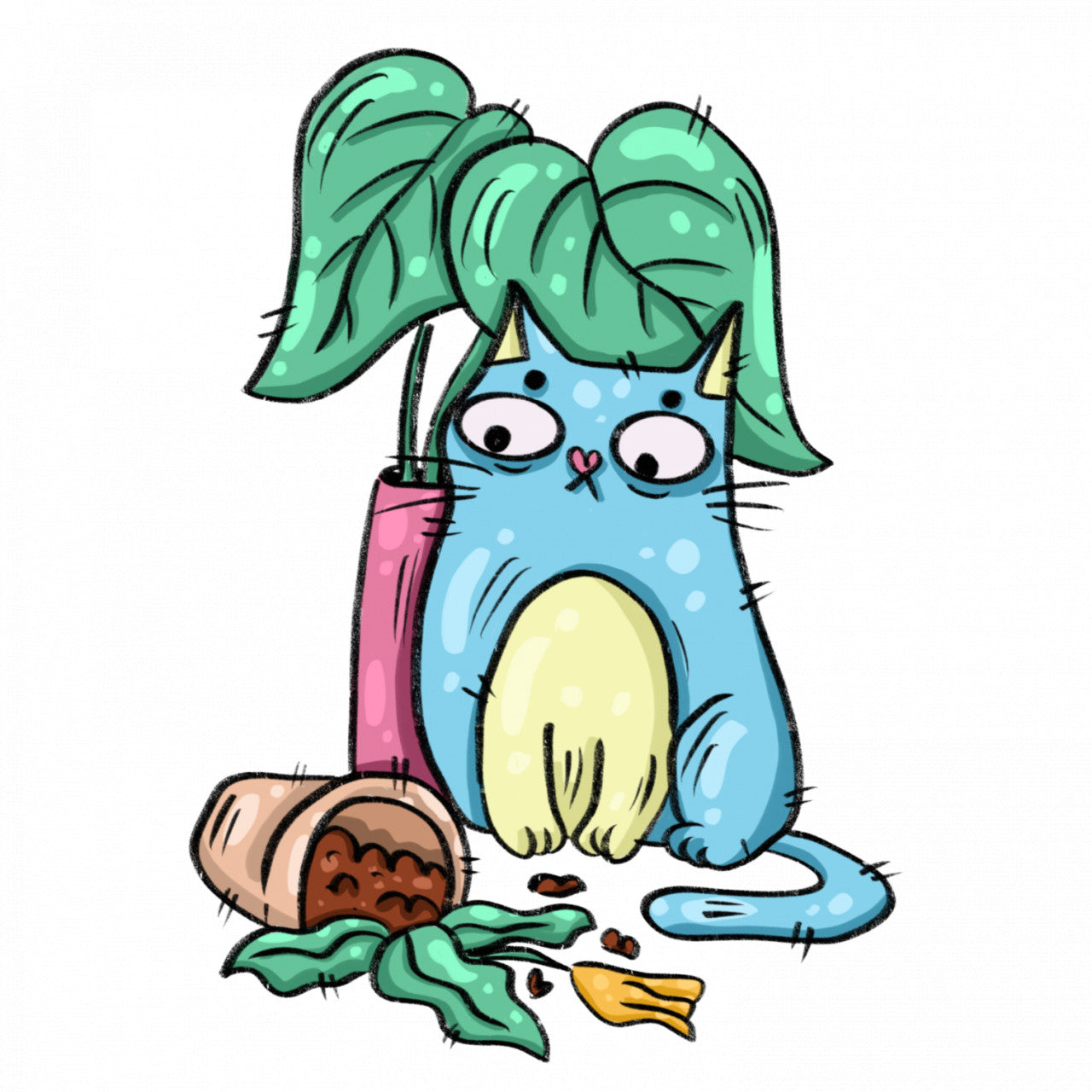 Set 5 bucati, Sticker decorativ, Pisica harnicuta, Rezistent la apa, NO10224, 6 cm, Multicolor