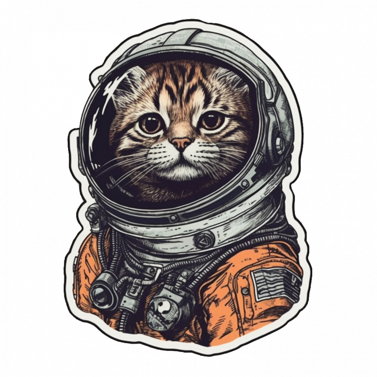 Set 5 bucati, Sticker decorativ, Pisica in spatiu, Rezistent la apa, NO10230, 6 cm, Multicolor