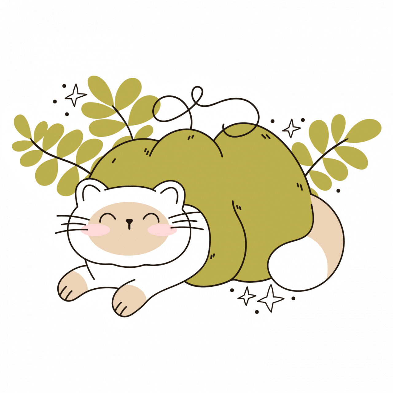 Set 5 bucati, Sticker decorativ, Pisica intinsa intr-un dovleac, Rezistent la apa, NO10231, 6 cm, Multicolor