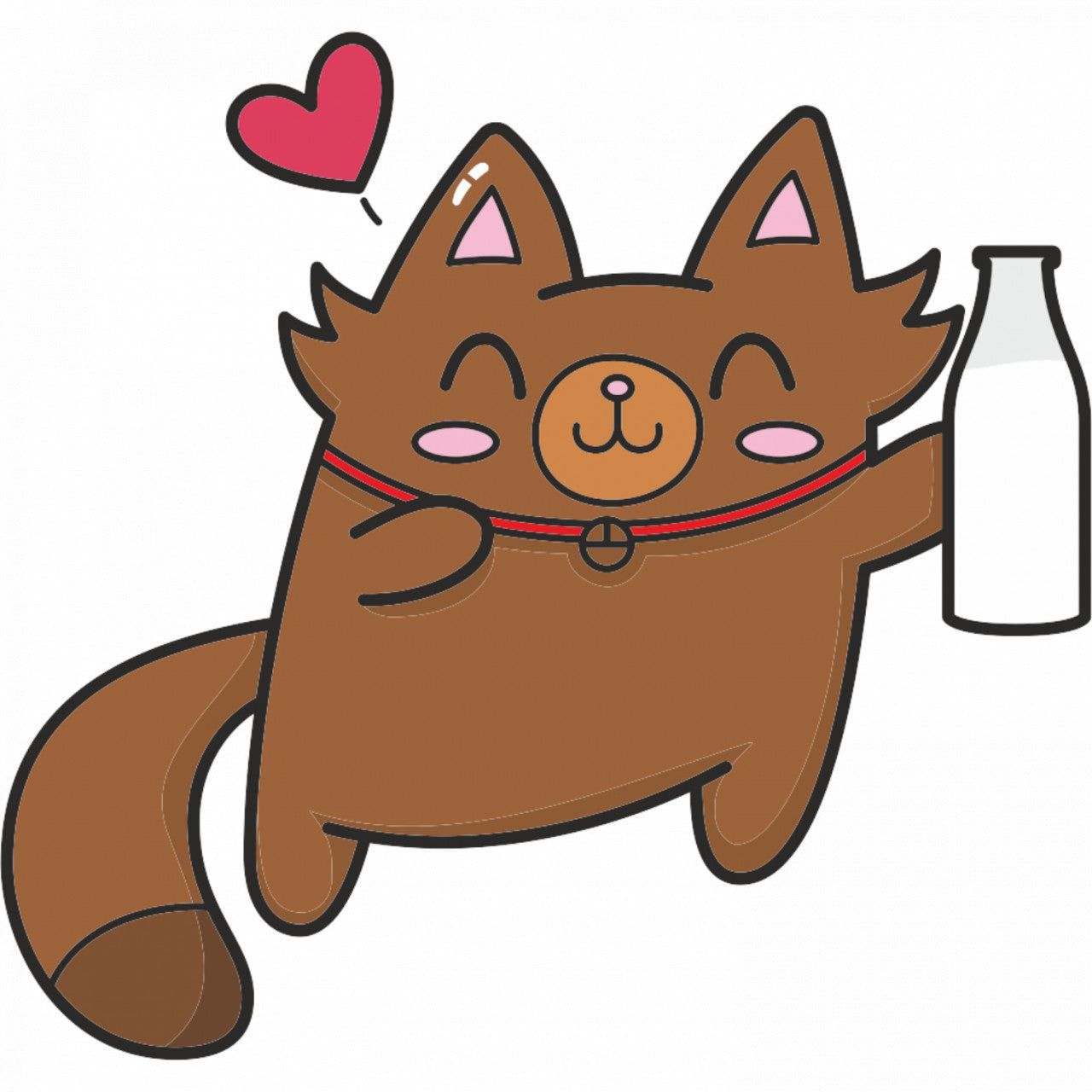 Set 5 bucati, Sticker decorativ, Pisica iubitoare de lapte, Rezistent la apa, NO10236, 6 cm, Multicolor