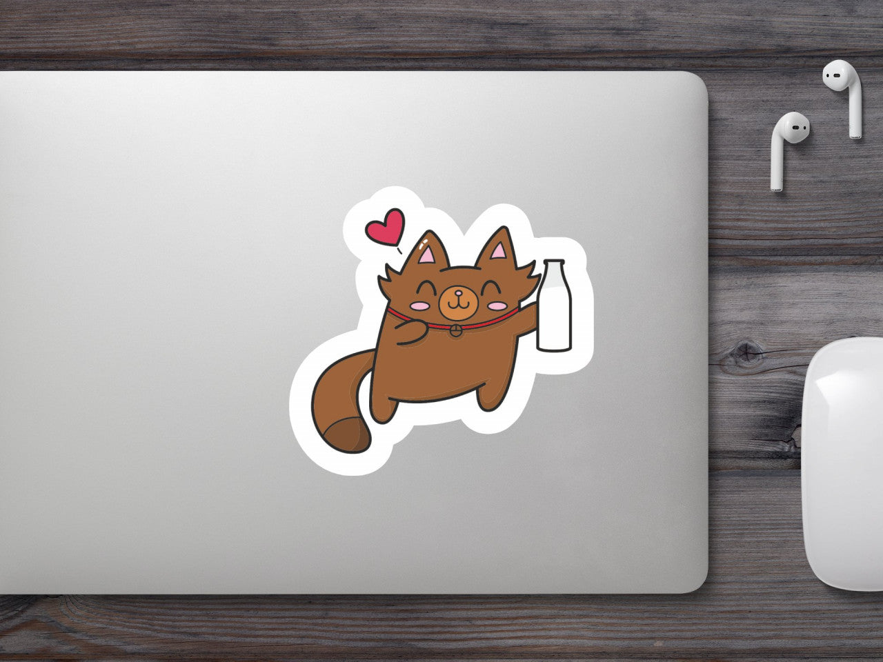 Set 5 bucati, Sticker decorativ, Pisica iubitoare de lapte, Rezistent la apa, NO10236, 6 cm, Multicolor