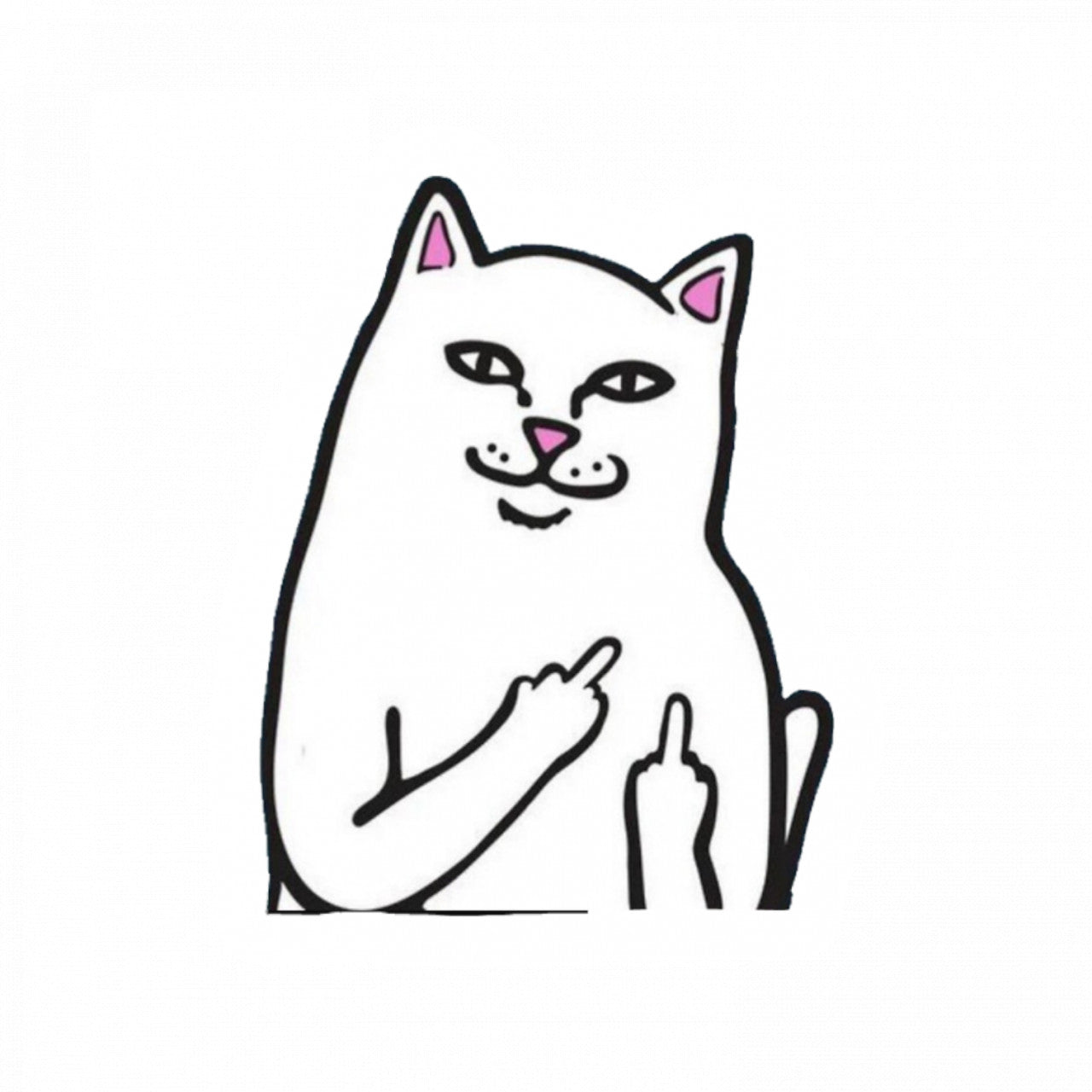 Set 5 bucati, Sticker decorativ, Pisica obraznica cu degetul mijlociu, Rezistent la apa, NO10244, 6 cm, Multicolor