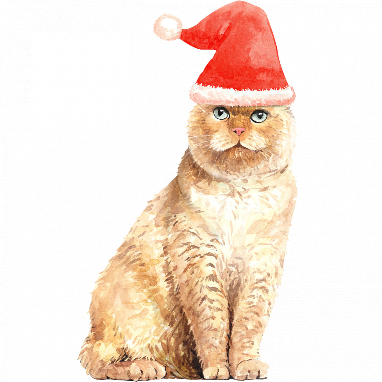 Set 5 bucati, Sticker decorativ, Pisica pregatita de Craciun, Rezistent la apa, NO10249, 6 cm, Multicolor