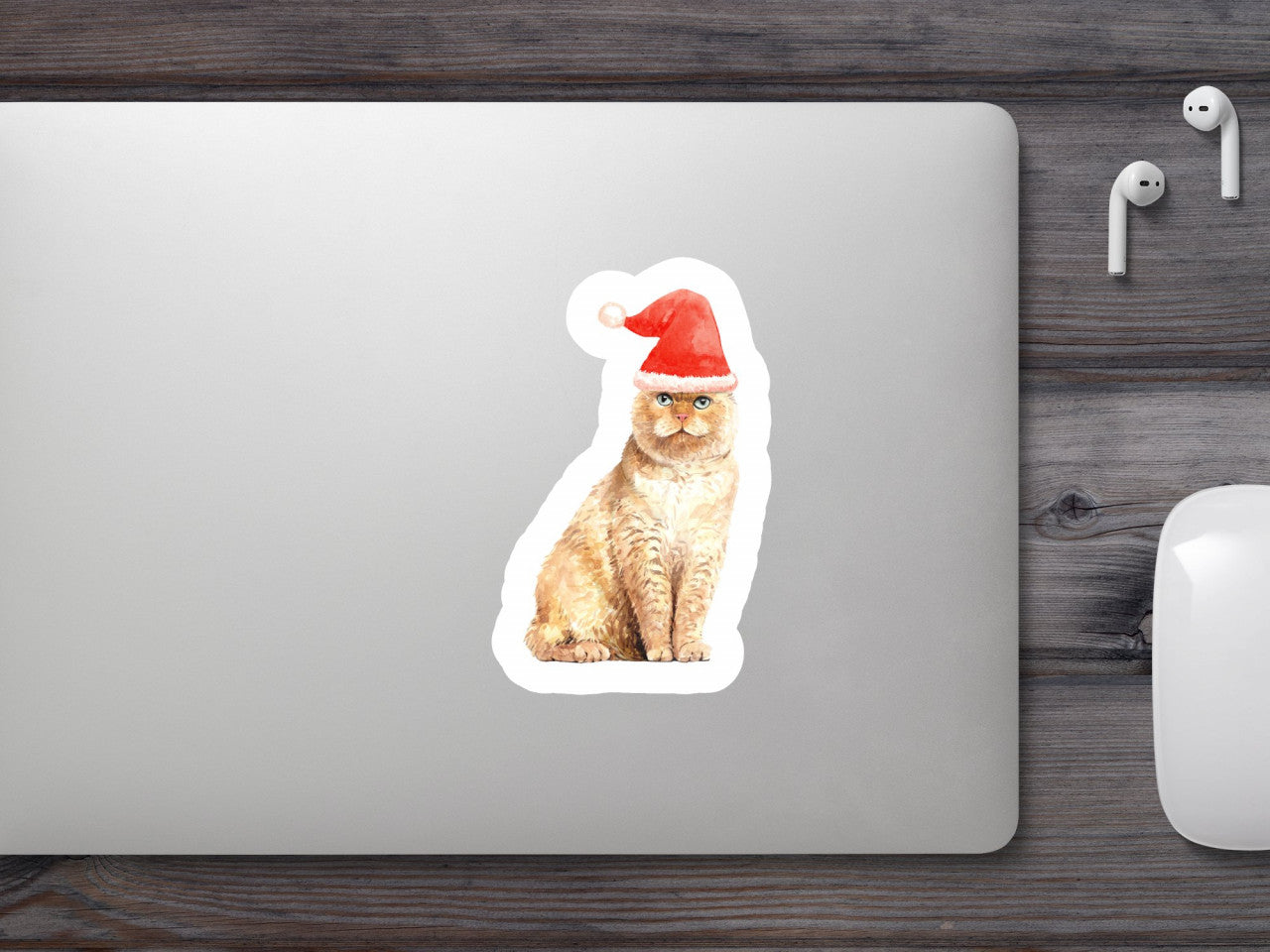 Set 5 bucati, Sticker decorativ, Pisica pregatita de Craciun, Rezistent la apa, NO10249, 6 cm, Multicolor