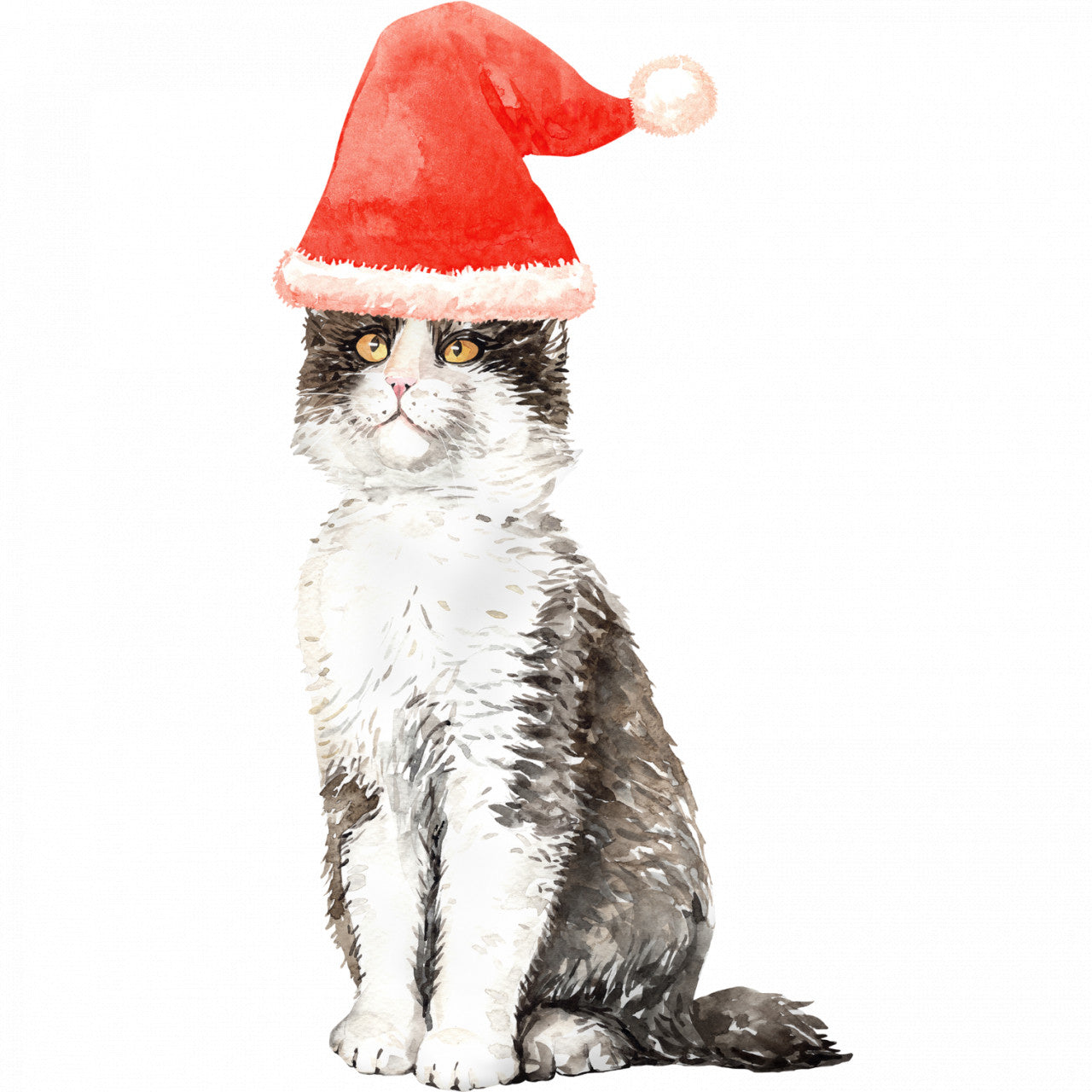 Set 5 bucati, Sticker decorativ, Pisica pregatita de craciun sta pe jos, Rezistent la apa, NO10248, 6 cm, Multicolor