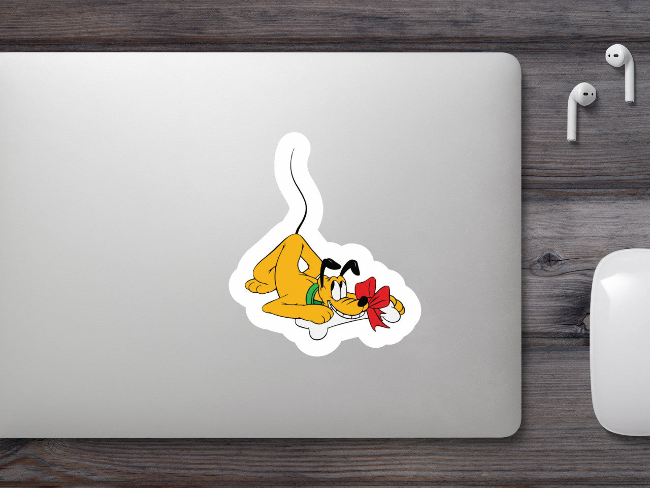 Set 5 bucati, Sticker decorativ, Pluto cu un os in gura, Rezistent la apa, NO7532, 6 cm, Multicolor