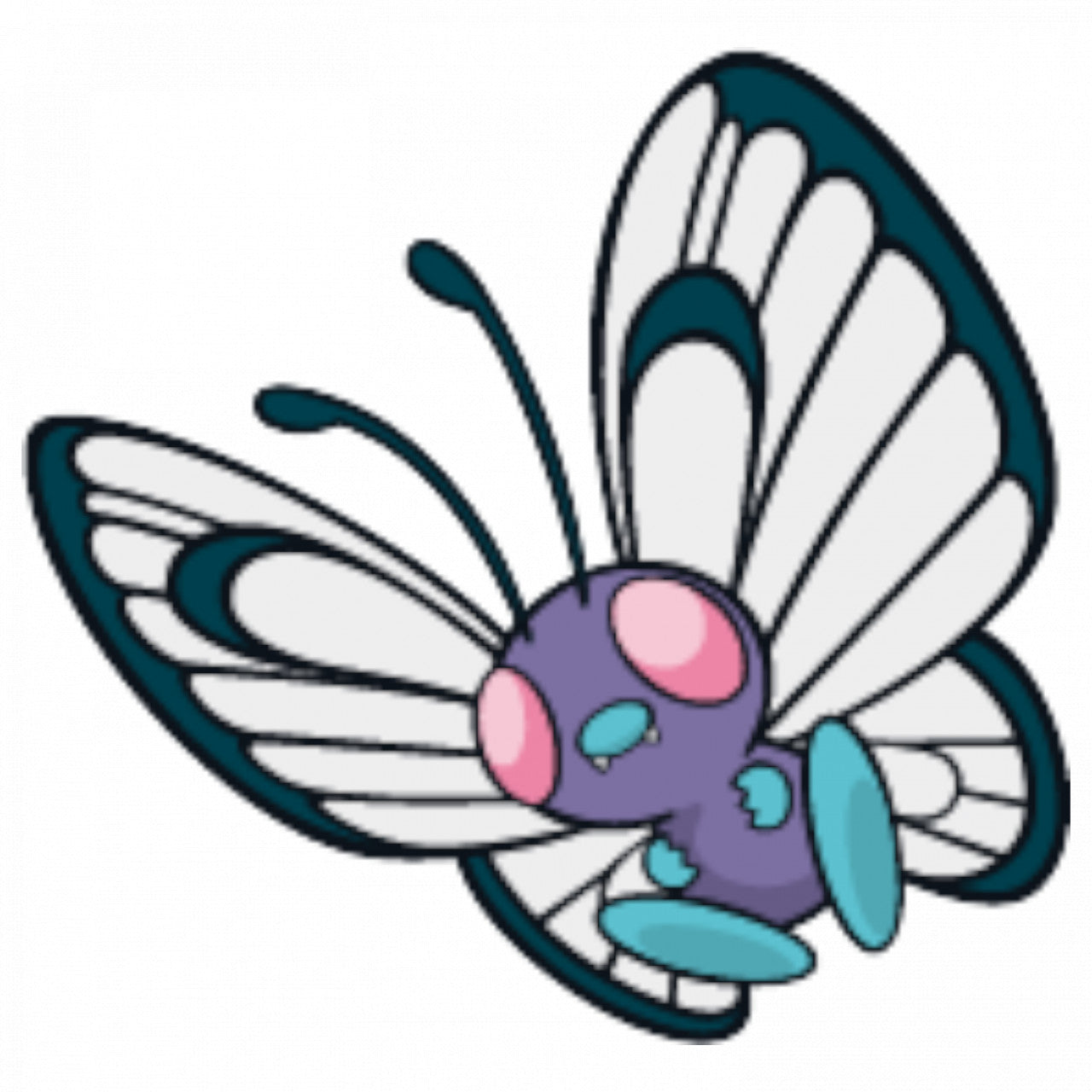 Set 5 bucati, Sticker decorativ, Pokemon Butterfree cu antene, Rezistent la apa, NO7550, 6 cm, Multicolor