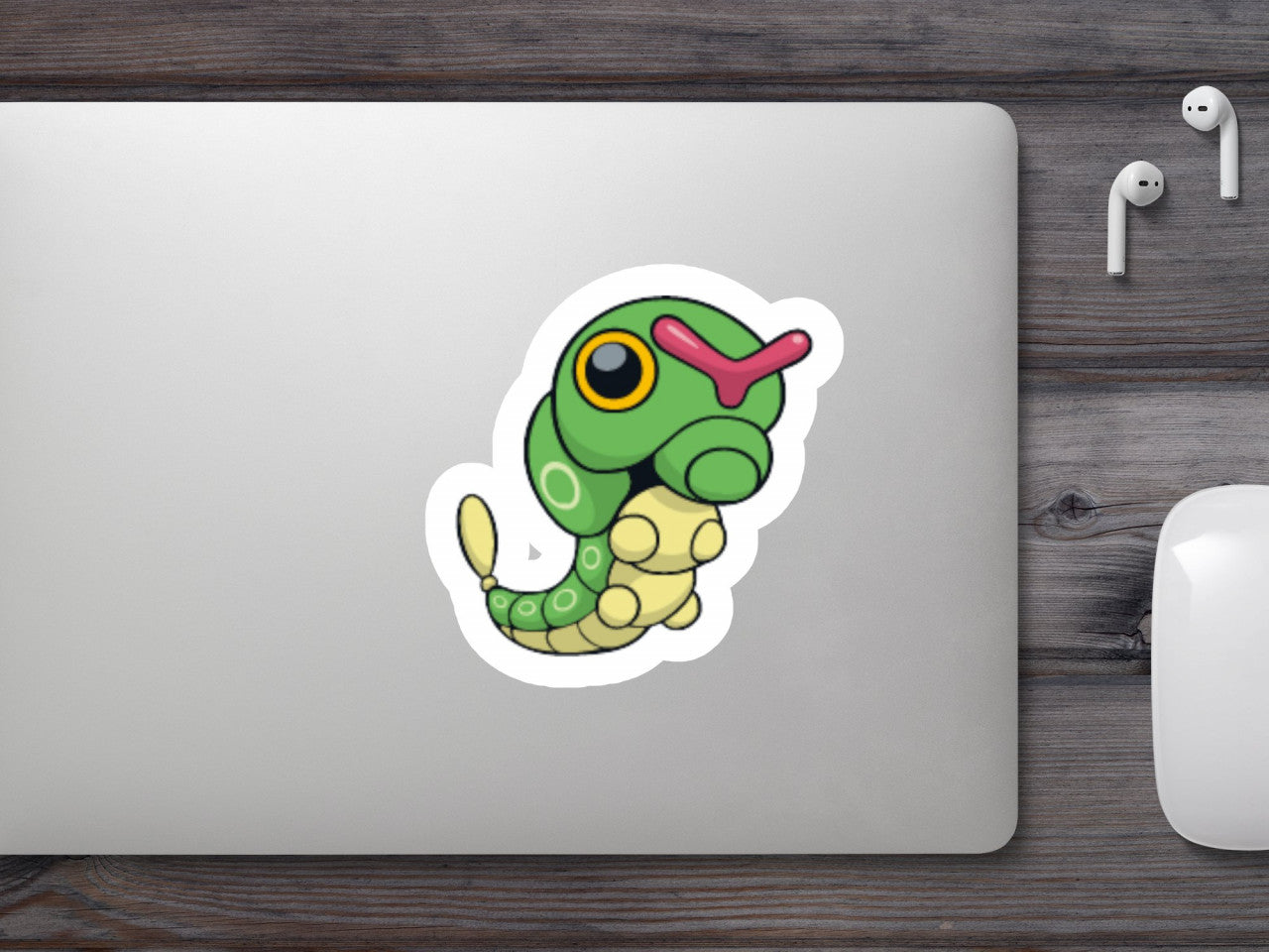 Set 5 bucati, Sticker decorativ, Pokemon Caterpie, Rezistent la apa, NO7551, 6 cm, Multicolor