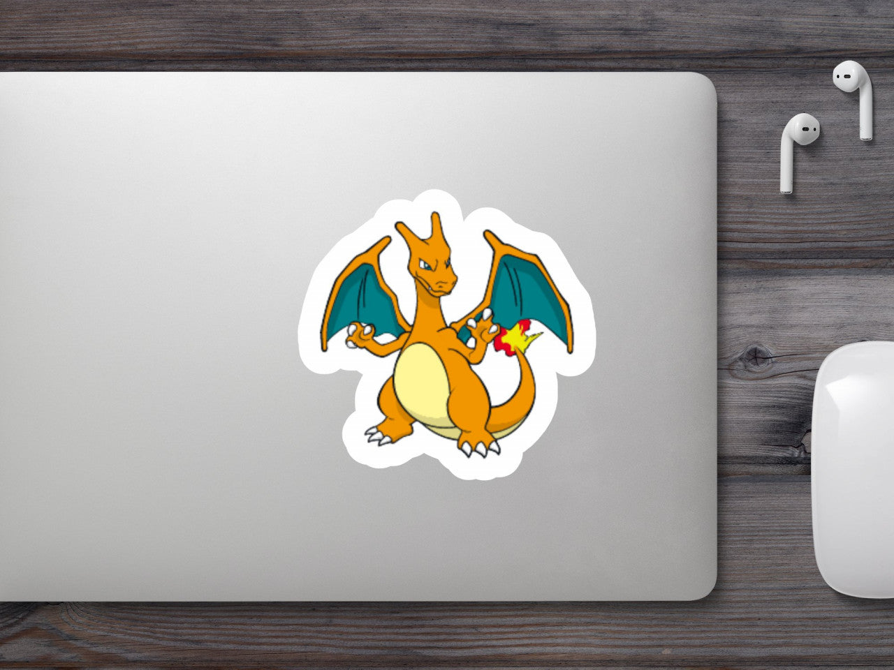 Set 5 bucati, Sticker decorativ, Pokemon Charizard cu coada de foc, Rezistent la apa, NO7554, 6 cm, Multicolor