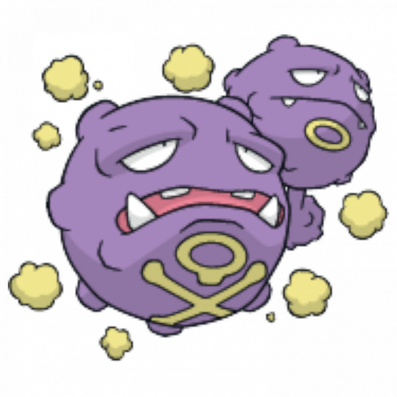Set 5 bucati, Sticker decorativ, Pokemon Koffing cu gaz, Rezistent la apa, NO7611, 6 cm, Multicolor