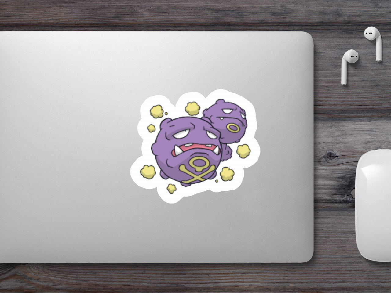 Set 5 bucati, Sticker decorativ, Pokemon Koffing cu gaz, Rezistent la apa, NO7611, 6 cm, Multicolor