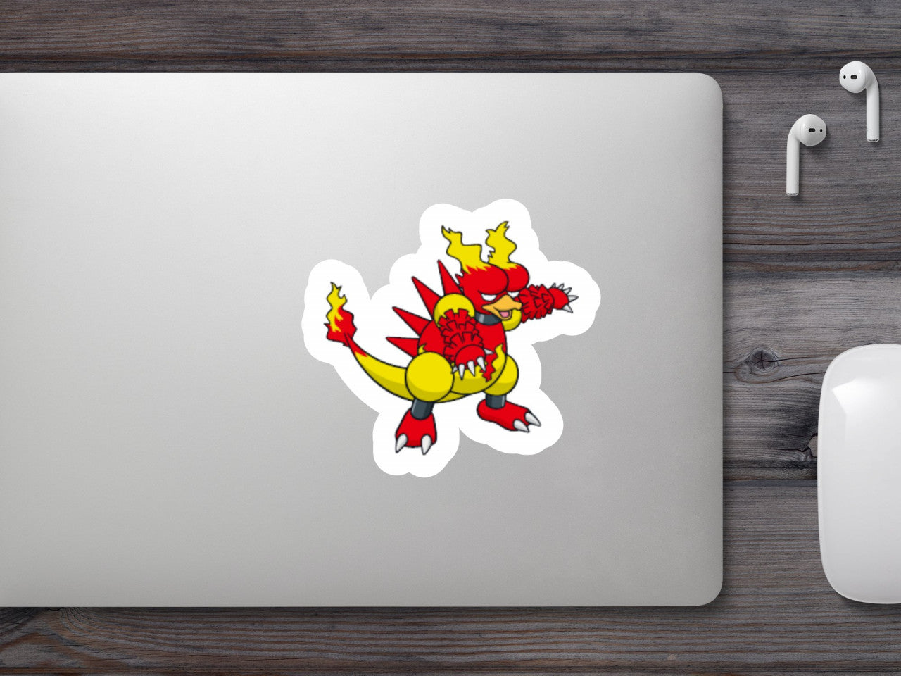 Set 5 bucati, Sticker decorativ, Pokemon Magmar, Rezistent la apa, NO7620, 6 cm, Multicolor