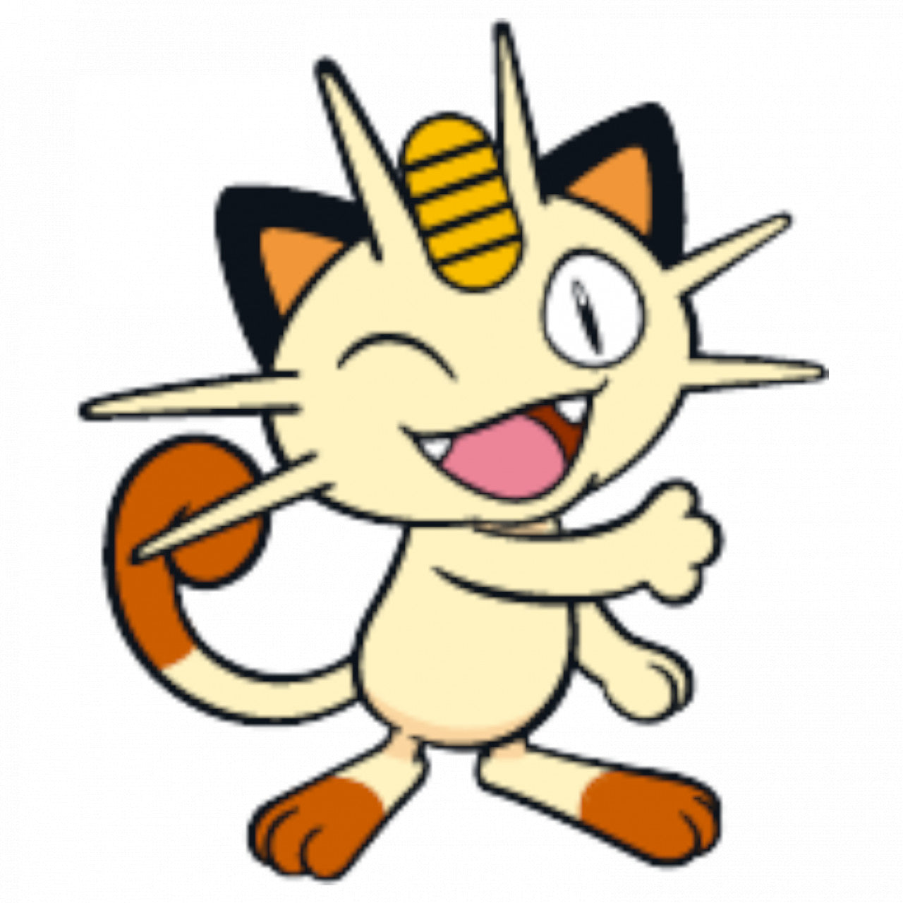 Set 5 bucati, Sticker decorativ, Pokemon Meowth care face din ochi, Rezistent la apa, NO7626, 6 cm, Multicolor