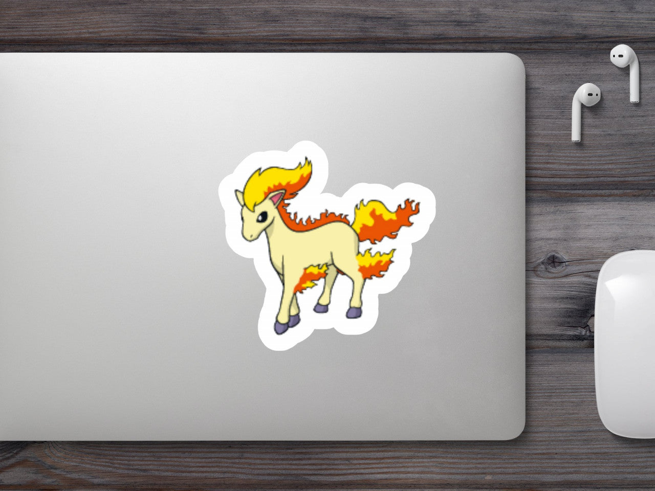 Set 5 bucati, Sticker decorativ, Pokemon Ponyta, Rezistent la apa, NO7655, 6 cm, Multicolor