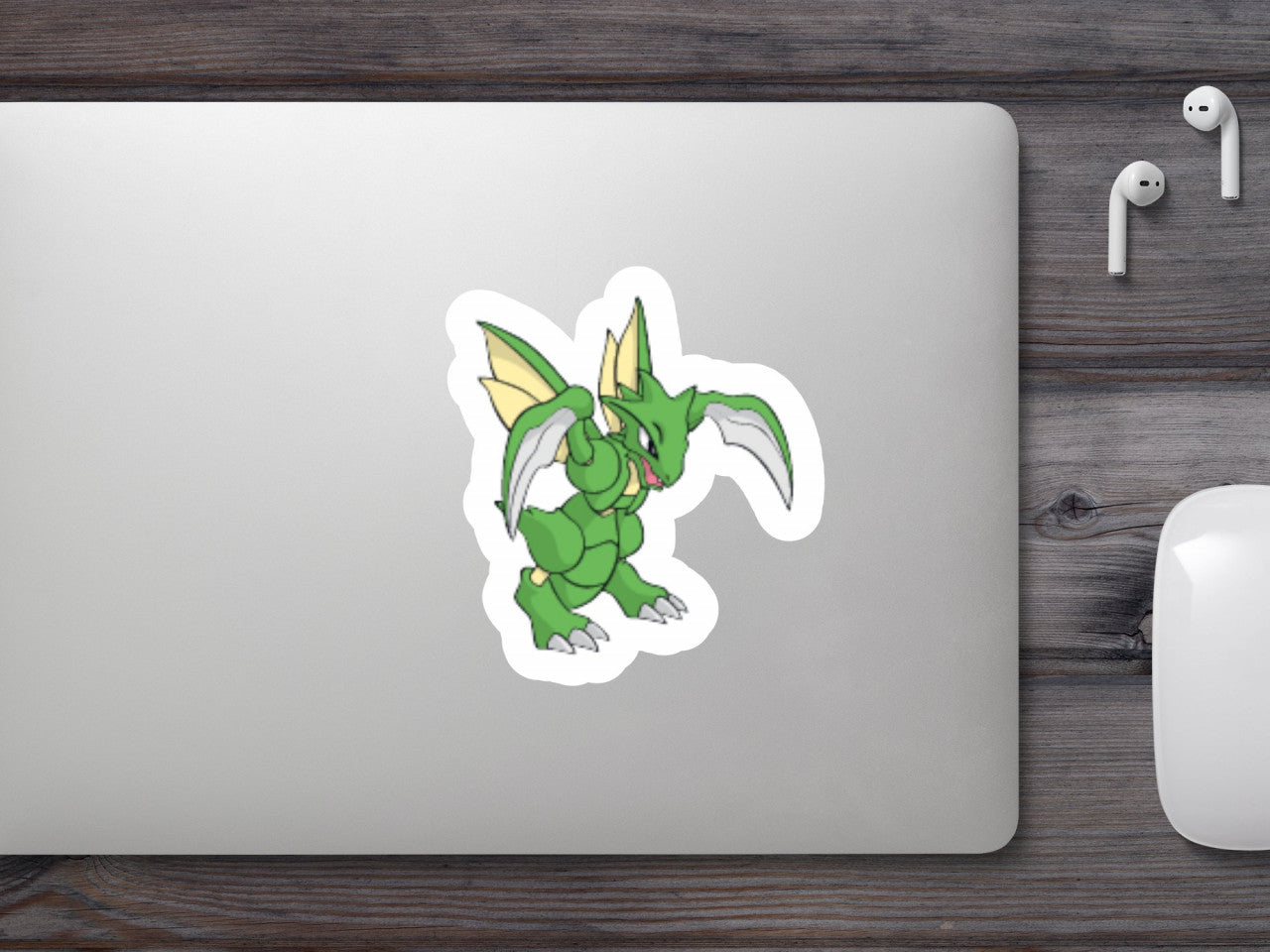 Set 5 bucati, Sticker decorativ, Pokemon Scyther, Rezistent la apa, NO7667, 6 cm, Multicolor