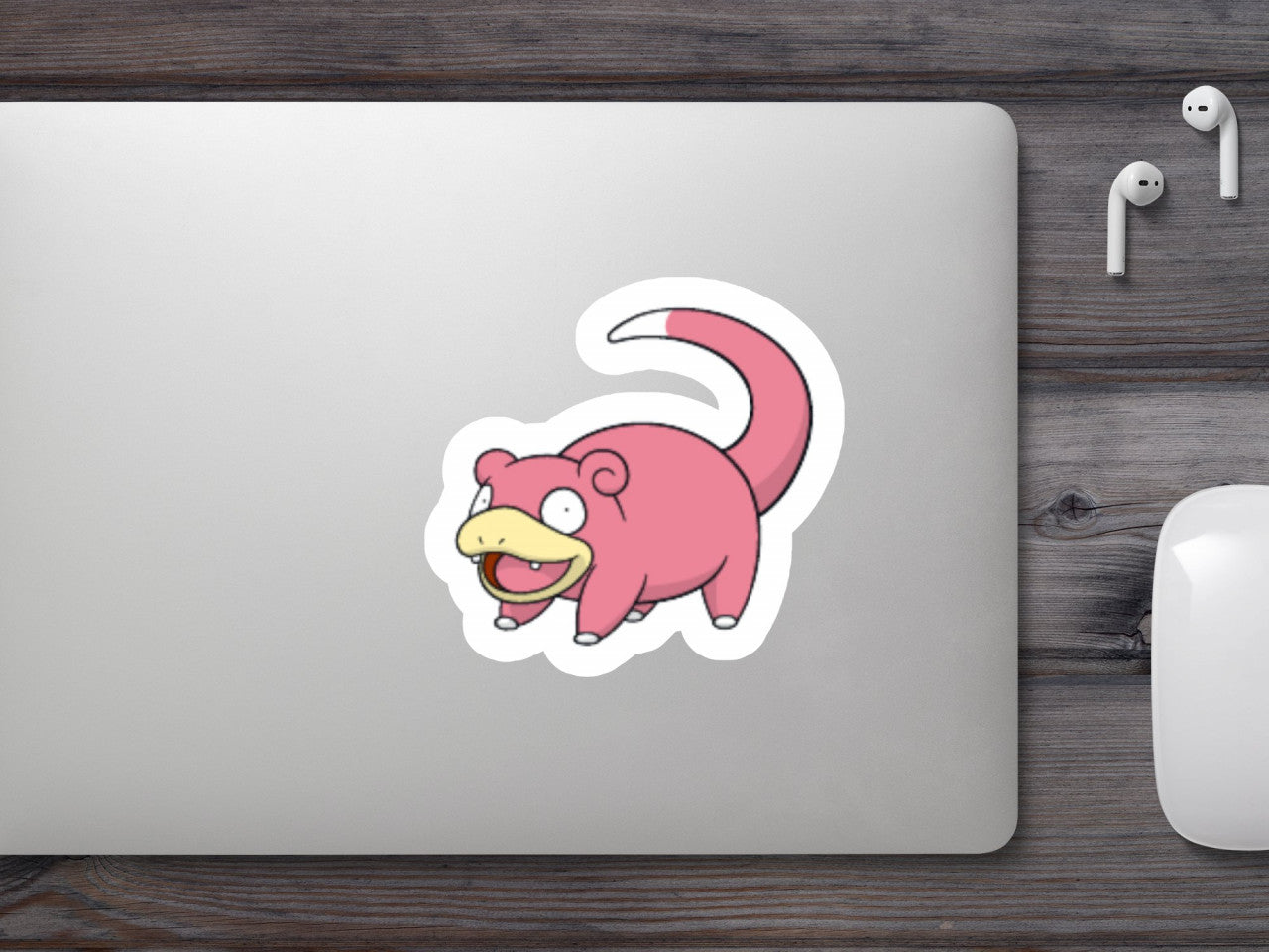 Set 5 bucati, Sticker decorativ, Pokemon Slowpoke mirat, Rezistent la apa, NO7675, 6 cm, Multicolor