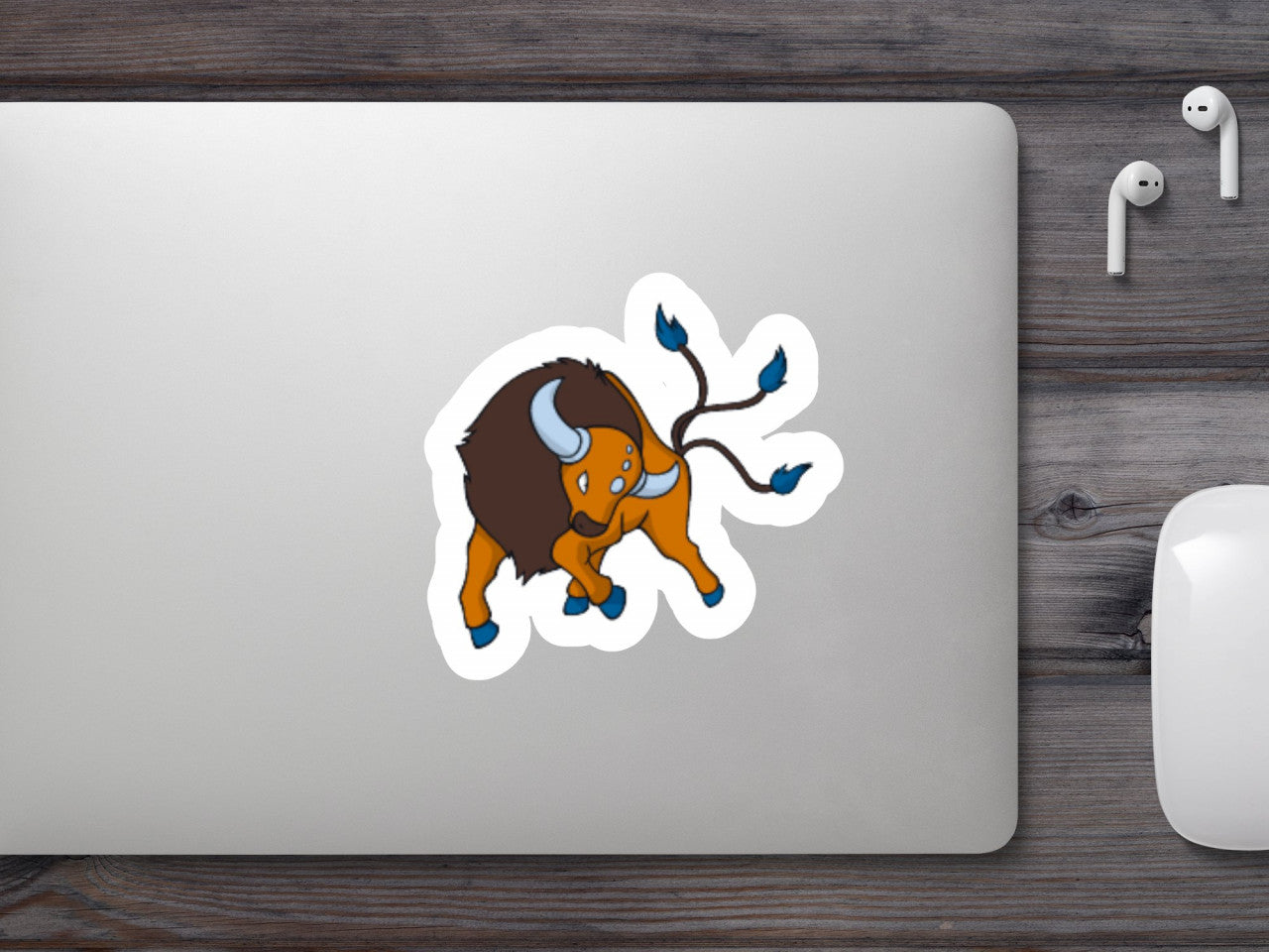 Set 5 bucati, Sticker decorativ, Pokemon Tauros, Rezistent la apa, NO7682, 6 cm, Multicolor