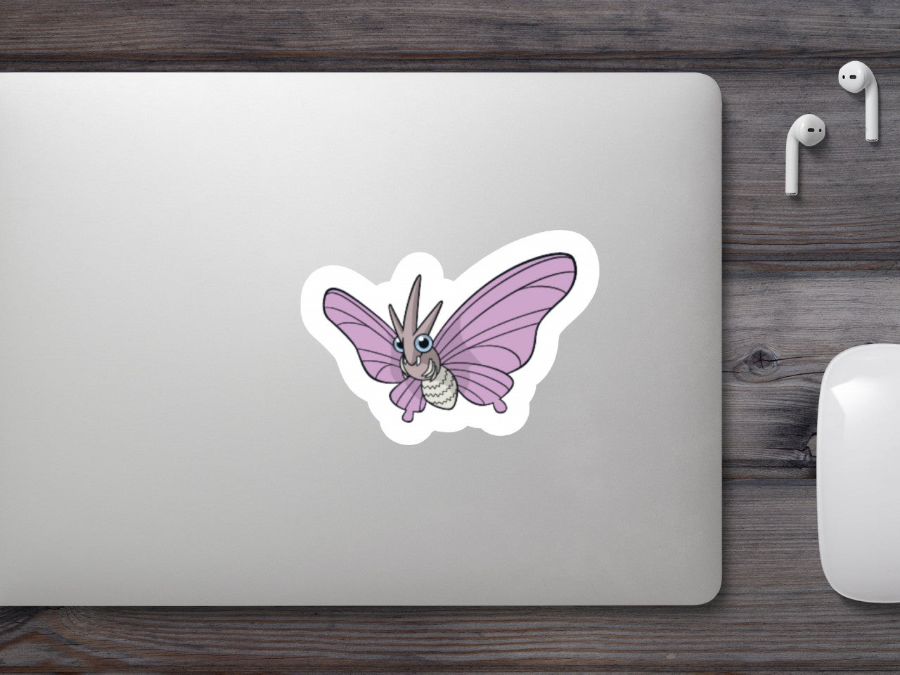 Set 5 bucati, Sticker decorativ, Pokemon Venomoth, Rezistent la apa, NO7686, 6 cm, Multicolor