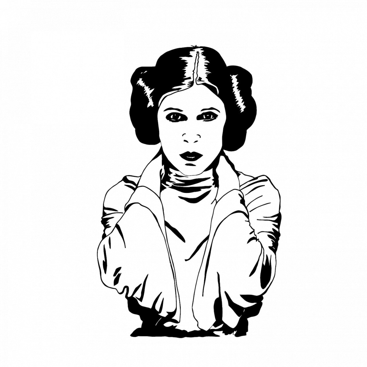 Set 5 bucati, Sticker decorativ, Printesa Leia Star Wars ganditoare, Rezistent la apa, NO7720, 6 cm, Multicolor