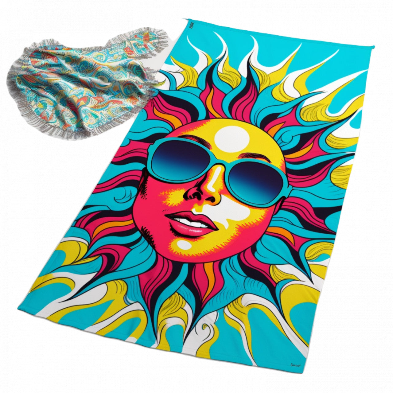 Set 5 bucati, Sticker decorativ, Prosop de plaja cu soare, Rezistent la apa, NO7726, 6 cm, Multicolor