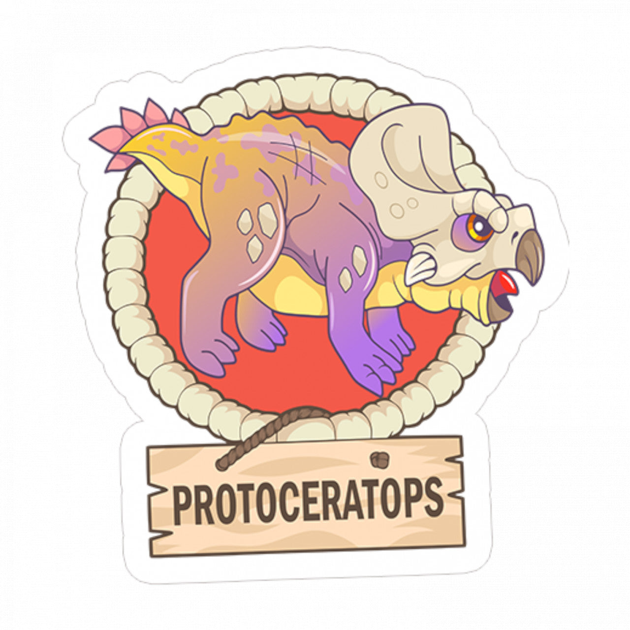 Set 5 bucati, Sticker decorativ, Protoceratops, Rezistent la apa, NO7727, 6 cm, Multicolor