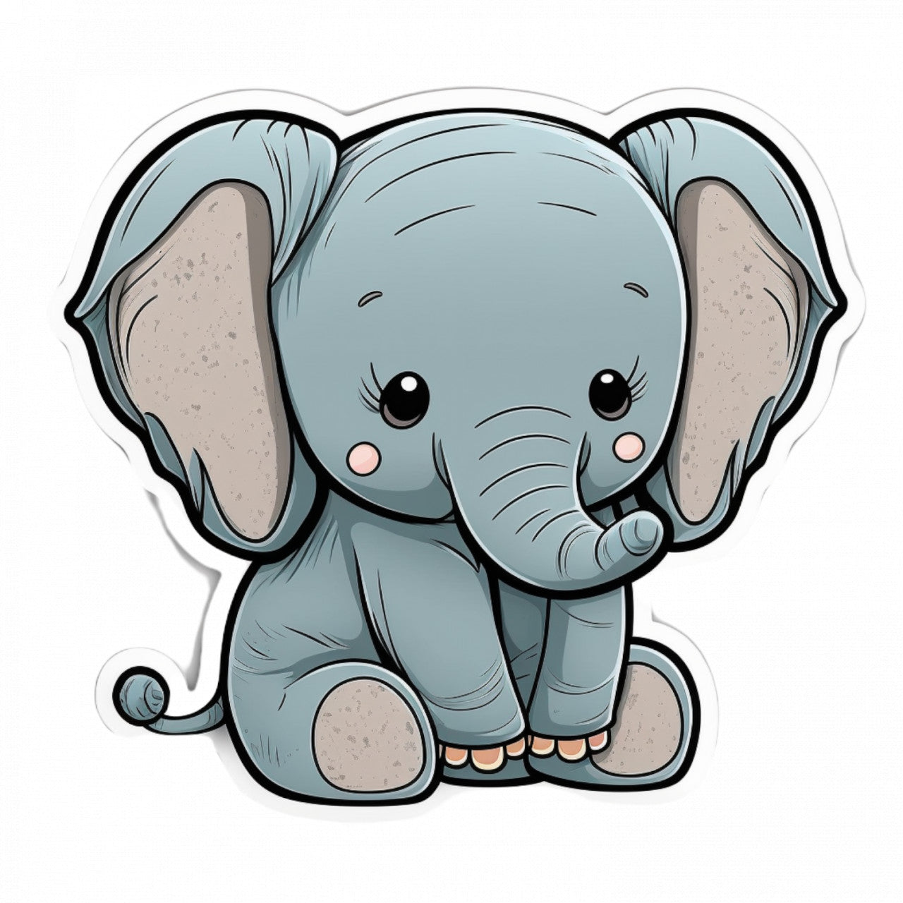 Set 5 bucati, Sticker decorativ, Pui de elefant, Rezistent la apa, NO7733, 6 cm, Multicolor