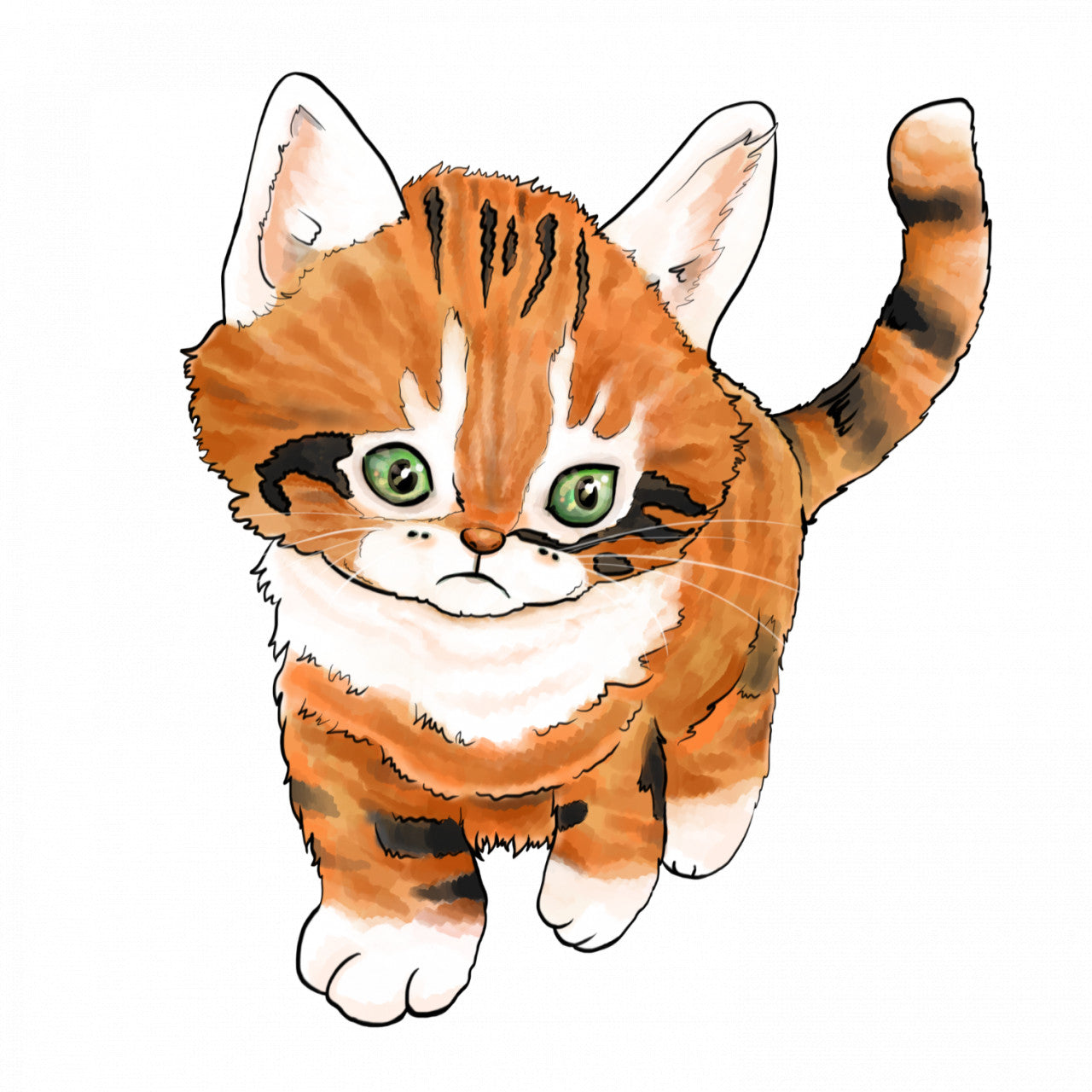 Set 5 bucati, Sticker decorativ, Pui de pisica cu urechi lungi, Rezistent la apa, NO7735, 6 cm, Multicolor