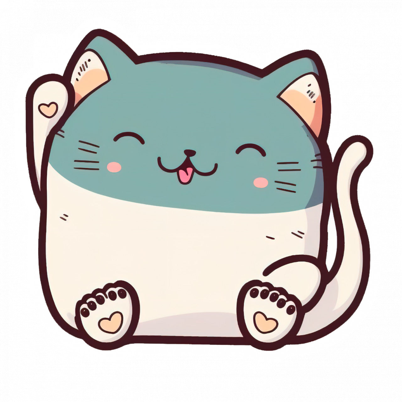 Set 5 bucati, Sticker decorativ, Pui de pisica fericita, Rezistent la apa, NO7736, 6 cm, Multicolor