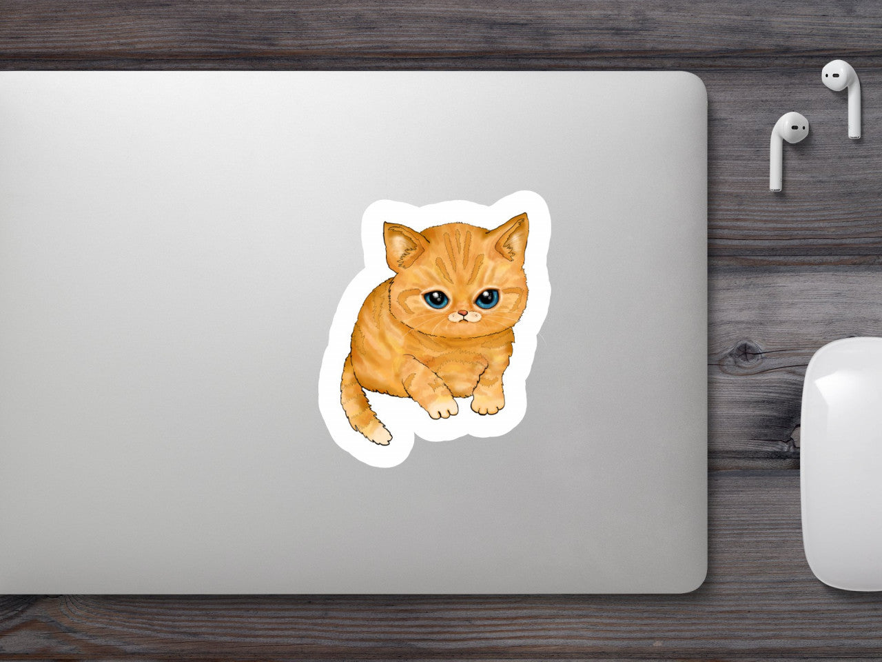 Set 5 bucati, Sticker decorativ, Pui de pisica roscat, Rezistent la apa, NO7738, 6 cm, Multicolor