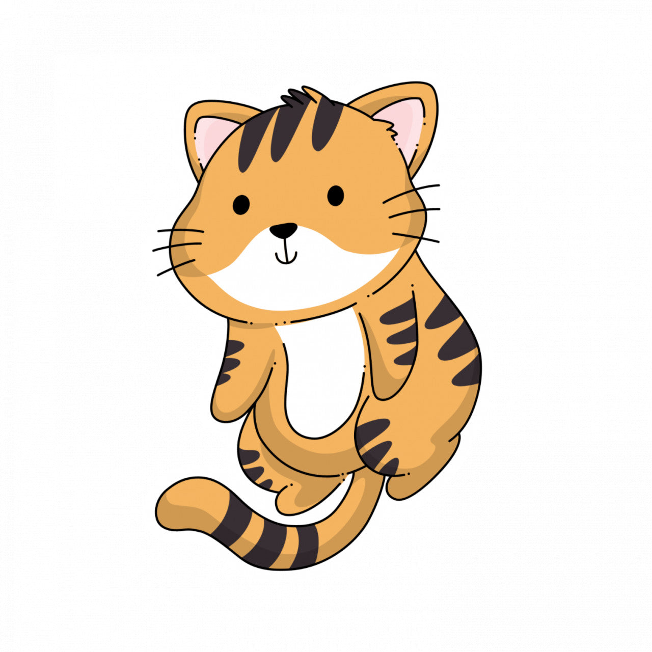 Set 5 bucati, Sticker decorativ, Pui de tigru, Rezistent la apa, NO7741, 6 cm, Multicolor