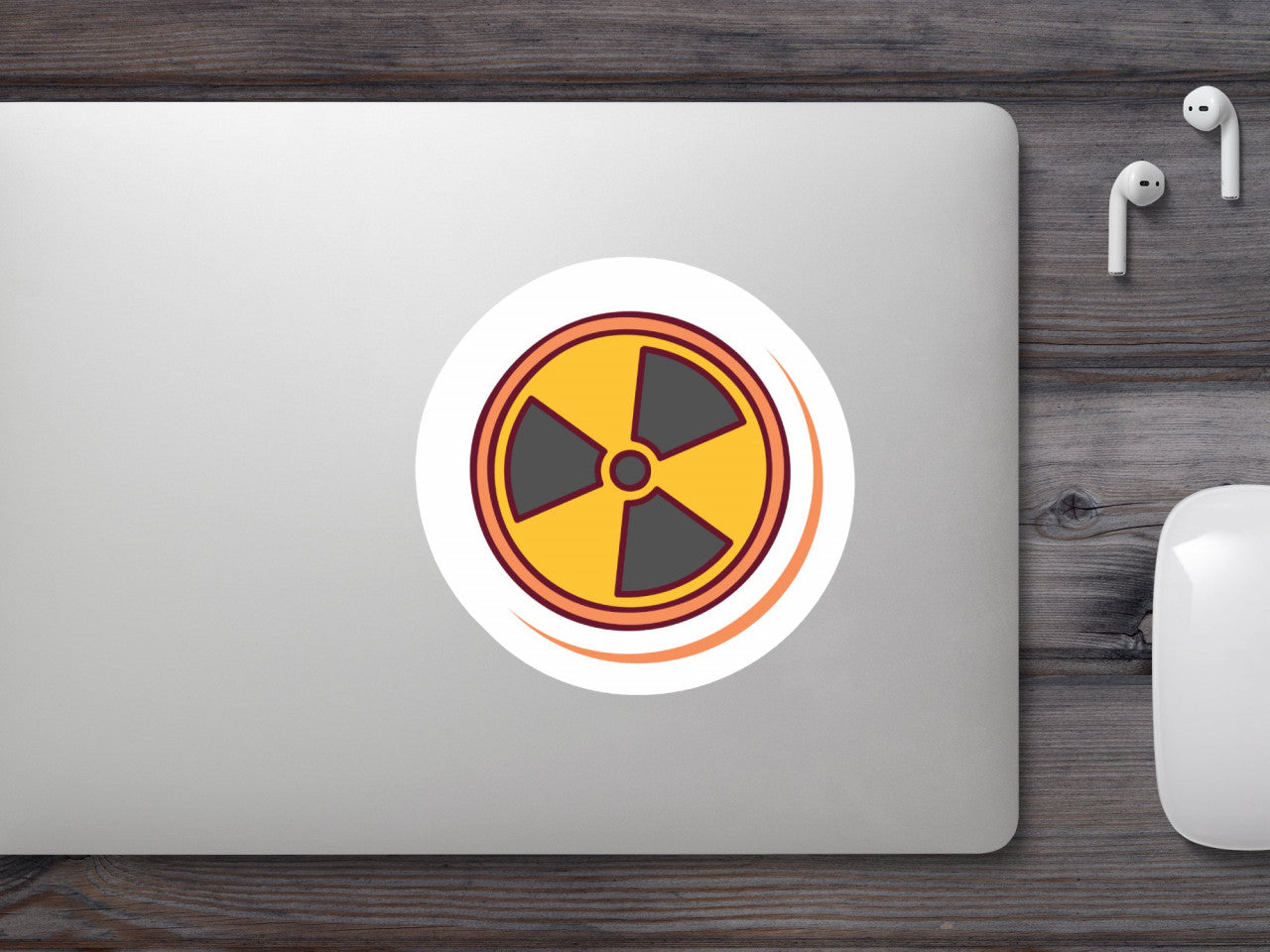Set 5 bucati, Sticker decorativ, Radiatie nucleara simbol, Rezistent la apa, NO7751, 6 cm, Multicolor