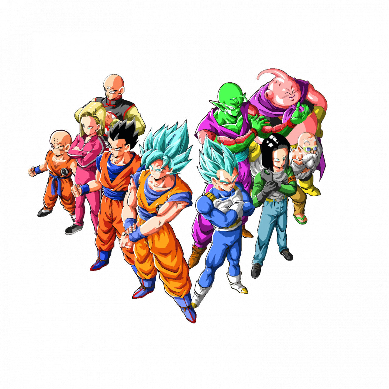 Set 5 bucati, Sticker decorativ, Razboinicii Dragon Ball, Rezistent la apa, NO7765, 6 cm, Multicolor