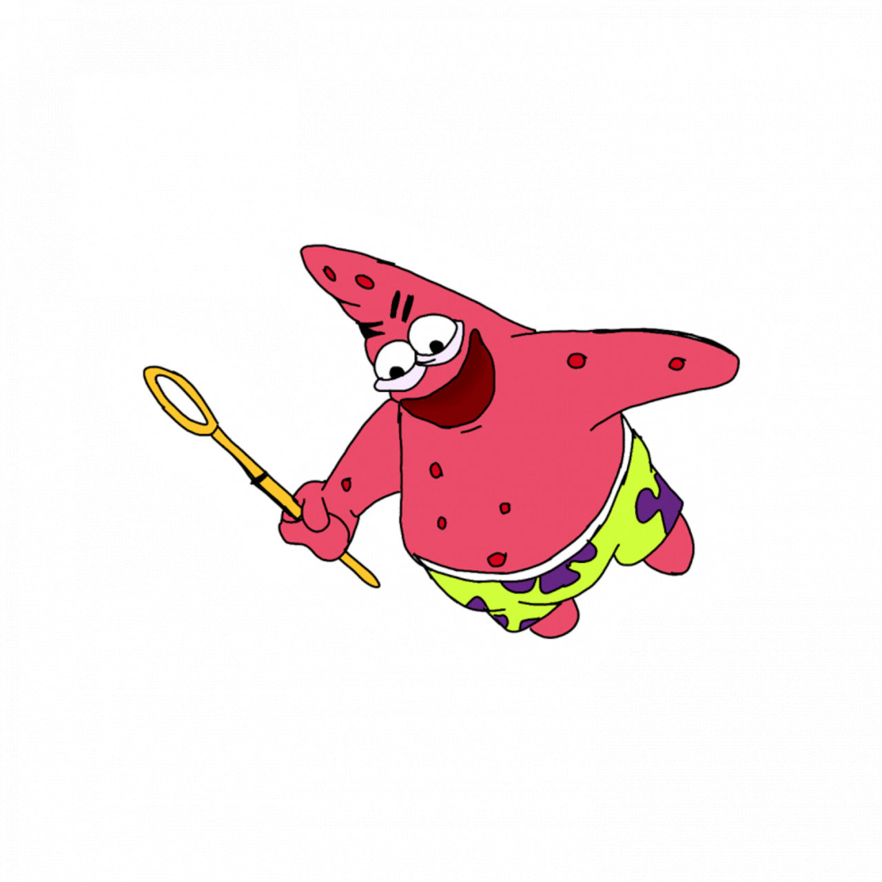 Set 5 bucati, Sticker decorativ, Salbatic Patrick Star Meme, Rezistent la apa, NO7879, 6 cm, Multicolor