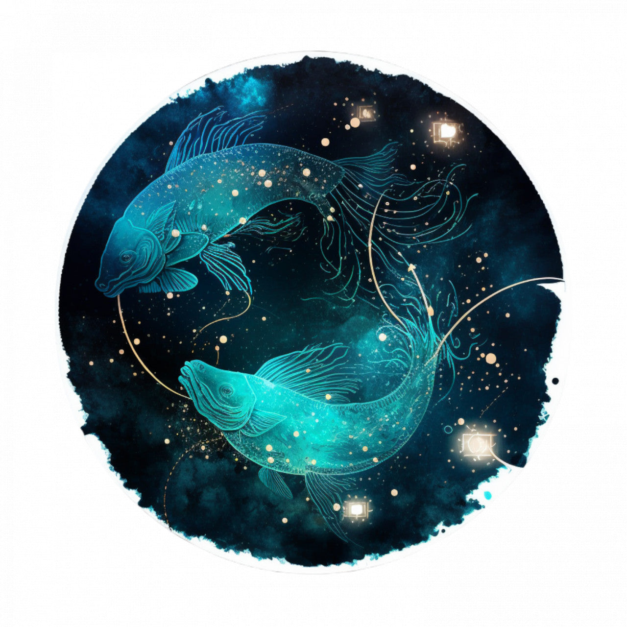 Set 5 bucati, Sticker decorativ, Semn zodiacal pentru zodia Pesti, Rezistent la apa, NO10256, 6 cm, Multicolor