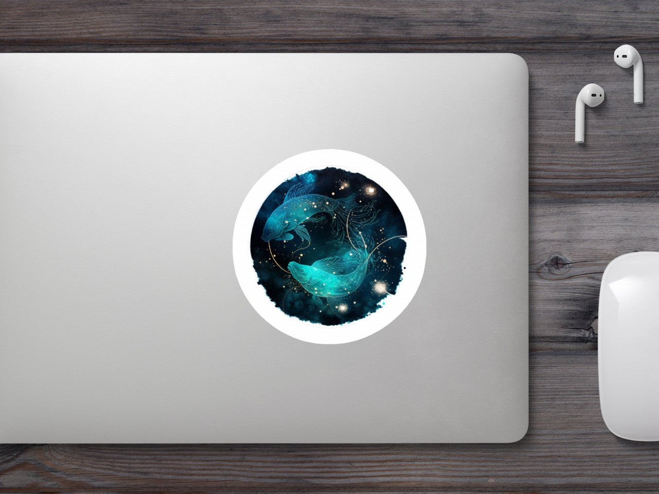 Set 5 bucati, Sticker decorativ, Semn zodiacal pentru zodia Pesti, Rezistent la apa, NO10256, 6 cm, Multicolor