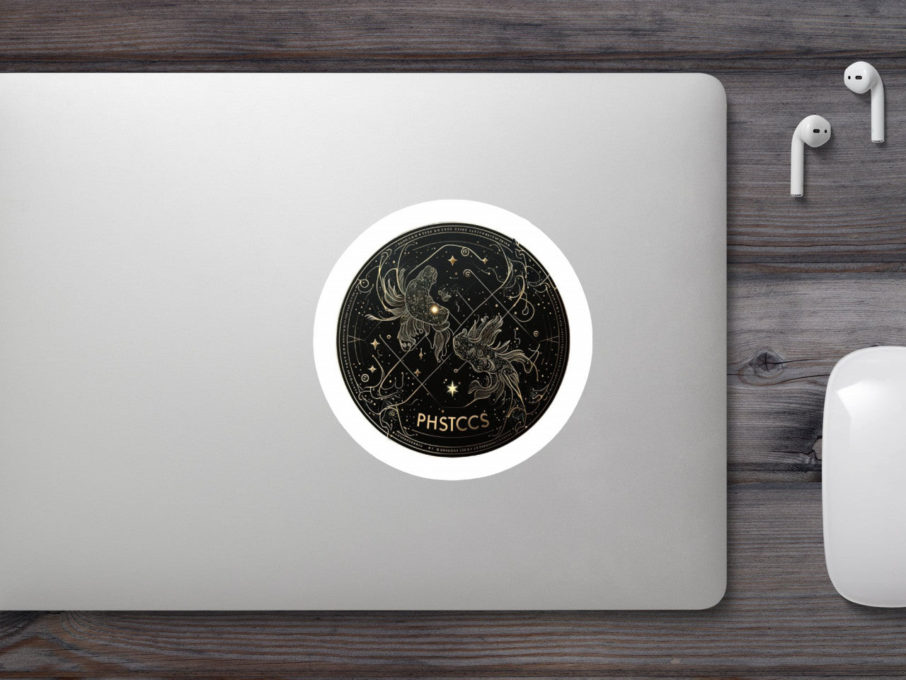 Set 5 bucati, Sticker decorativ, Semn zodiacal Pesti, Rezistent la apa, NO8454, 6 cm, Multicolor