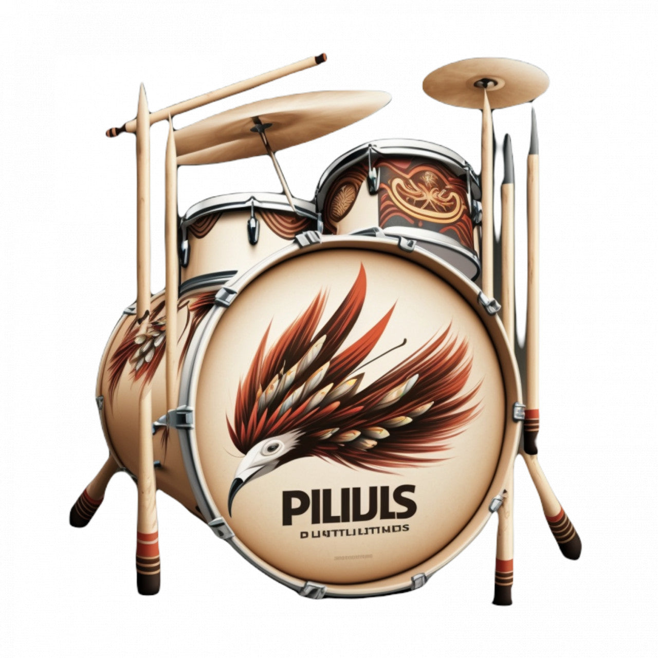 Set 5 bucati, Sticker decorativ, Set de tobe clasice, Rezistent la apa, NO7830, 6 cm, Multicolor