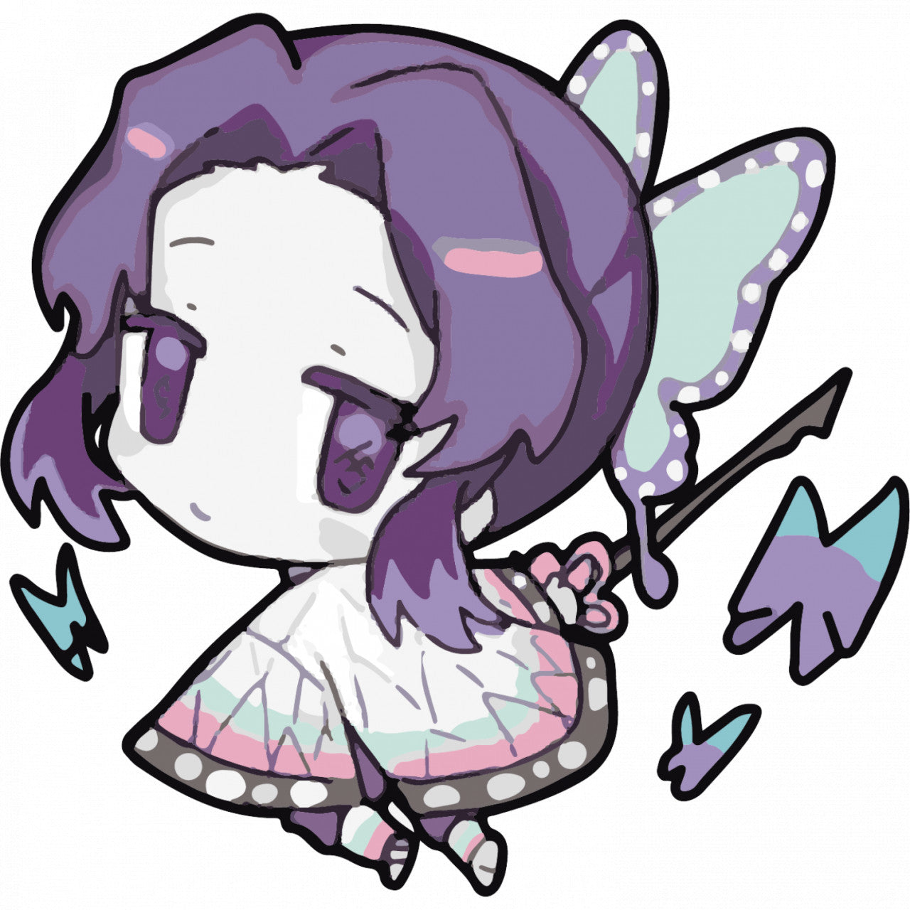 Set 5 bucati, Sticker decorativ, Shinobu Kochou Demon Slayer, Rezistent la apa, NO8411, 6 cm, Multicolor