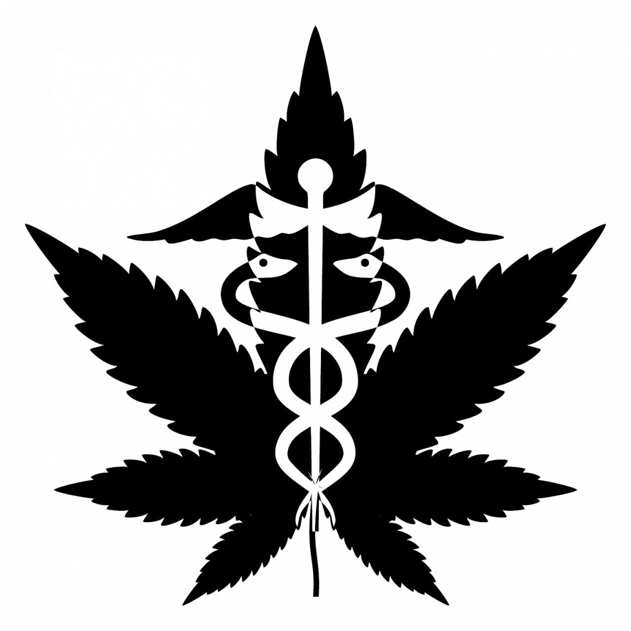 Set 5 bucati, Sticker decorativ, Simbol medical frunze de canabis, Rezistent la apa, NO8385, 6 cm, Multicolor