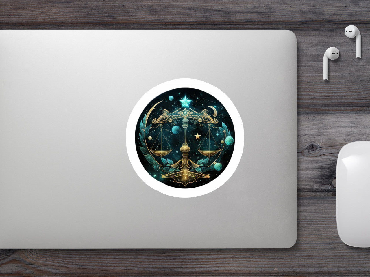 Set 5 bucati, Sticker decorativ, Simbol pentru zodia Balanta, Rezistent la apa, NO8989, 6 cm, Multicolor