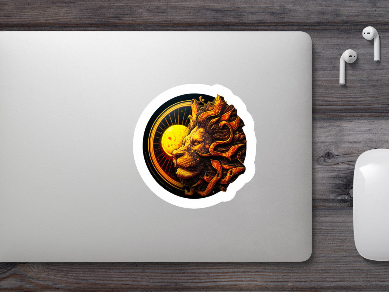 Set 5 bucati, Sticker decorativ, Simbol zodia Leu, Rezistent la apa, NO9532, 6 cm, Multicolor