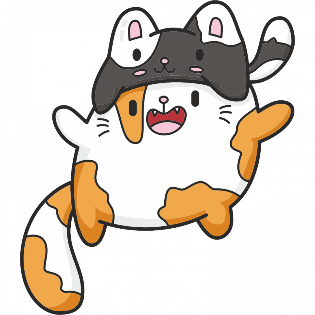 Set 5 bucati, Sticker decorativ, Small si Alita pisici la cutite, Rezistent la apa, NO9915, 6 cm, Multicolor