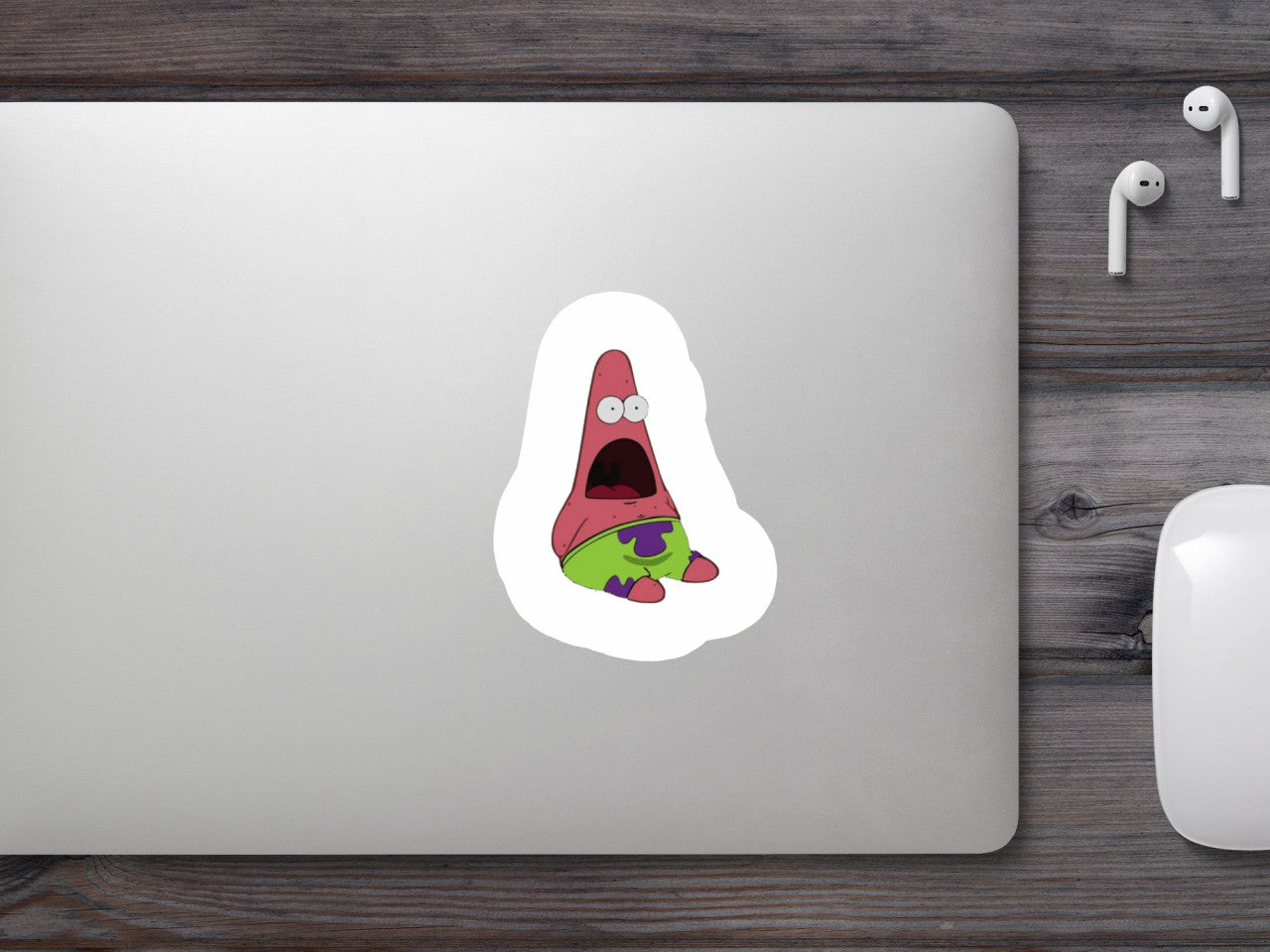 Set 5 bucati, Sticker decorativ, Socat Patrick Star Meme, Rezistent la apa, NO7730, 6 cm, Multicolor