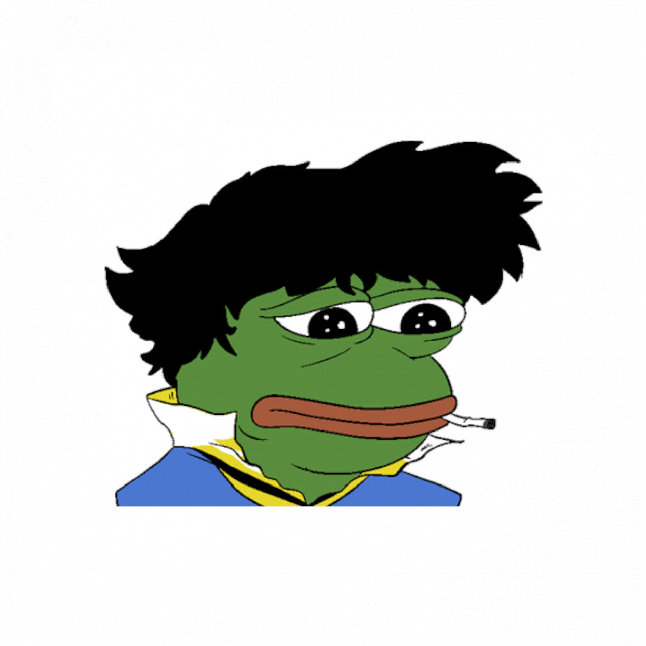 Set 5 bucati, Sticker decorativ, Spike Spiegel Pepe the Frog Meme, Rezistent la apa, NO8325, 6 cm, Multicolor