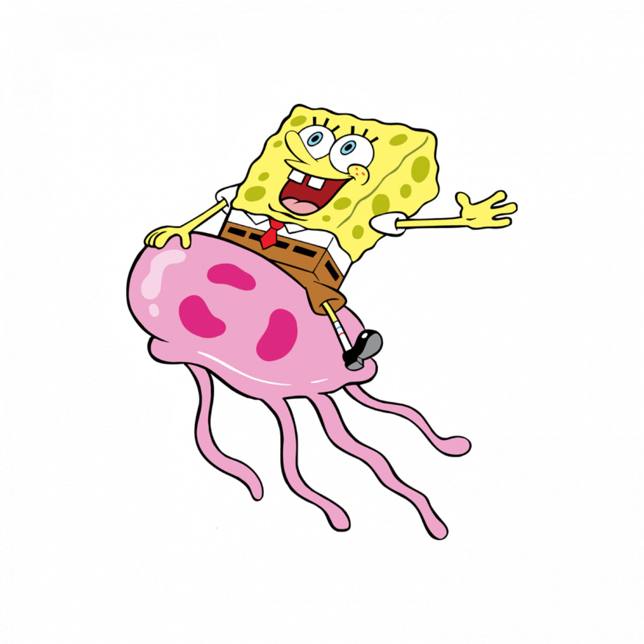 Set 5 bucati, Sticker decorativ, SpongeBob alunecos Meme, Rezistent la apa, NO8315, 6 cm, Multicolor