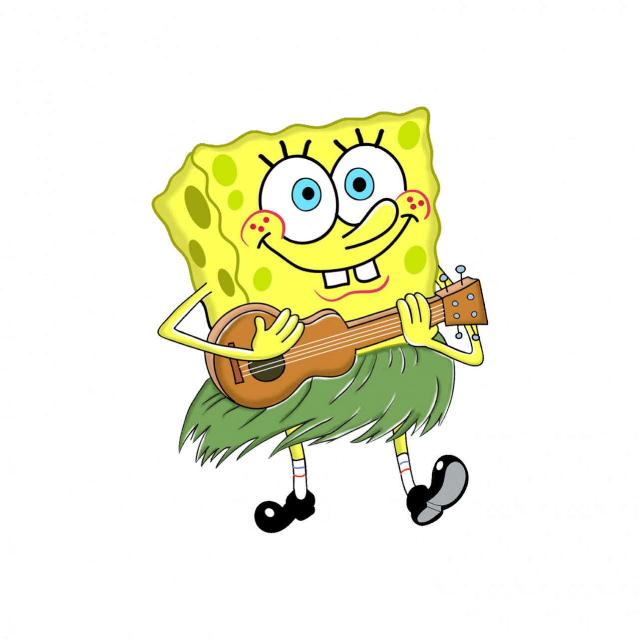 Set 5 bucati, Sticker decorativ, SpongeBob cantand la chitara Meme, Rezistent la apa, NO8415, 6 cm, Multicolor