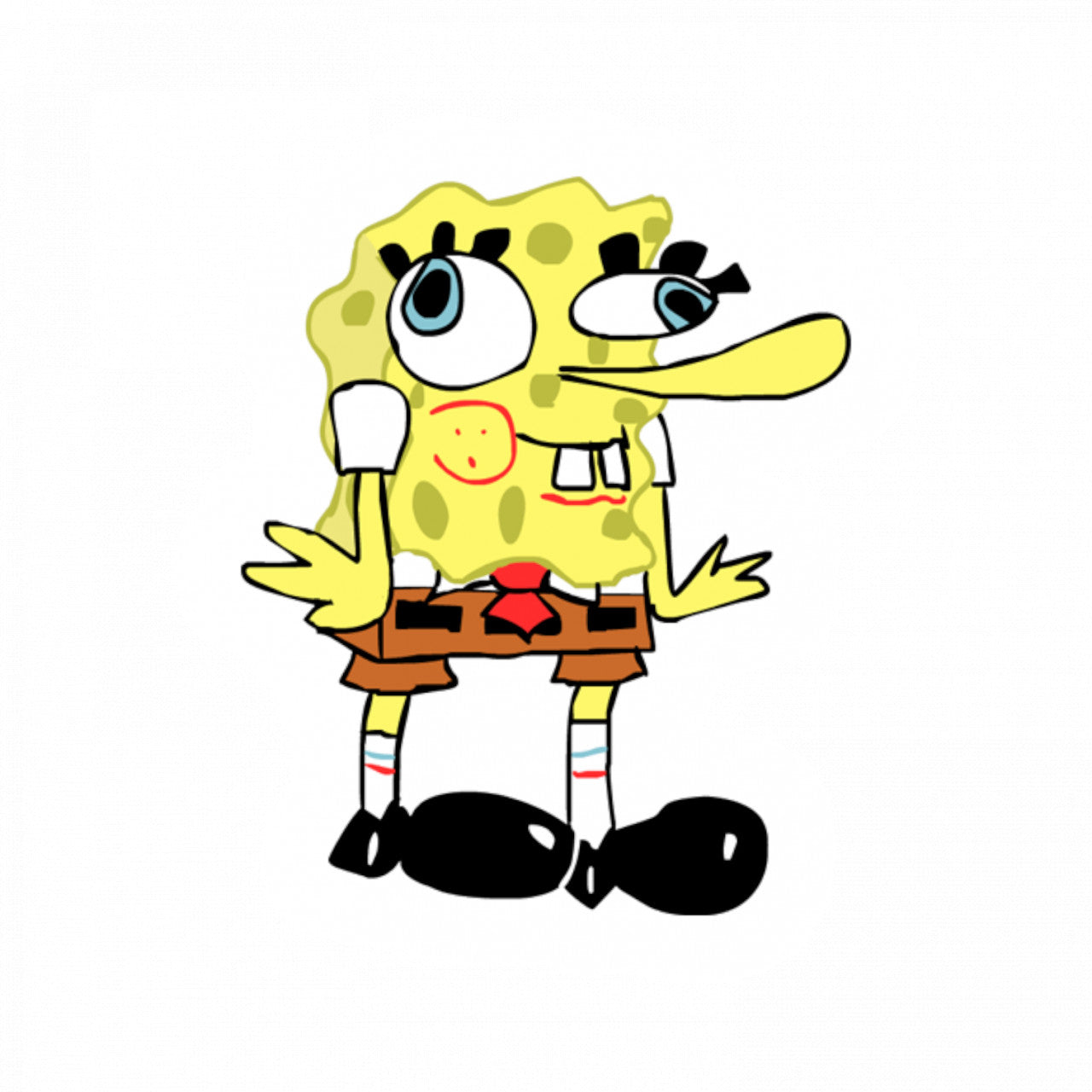 Set 5 bucati, Sticker decorativ, SpongeBob speriat Meme, Rezistent la apa, NO8422, 6 cm, Multicolor