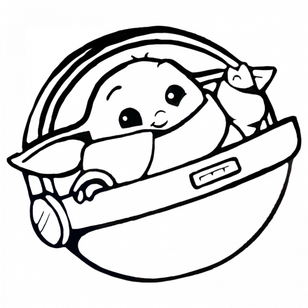 Set 5 bucati, Sticker decorativ, Star Wars Baby On Board Yoda, Rezistent la apa, NO8400, 6 cm, Multicolor