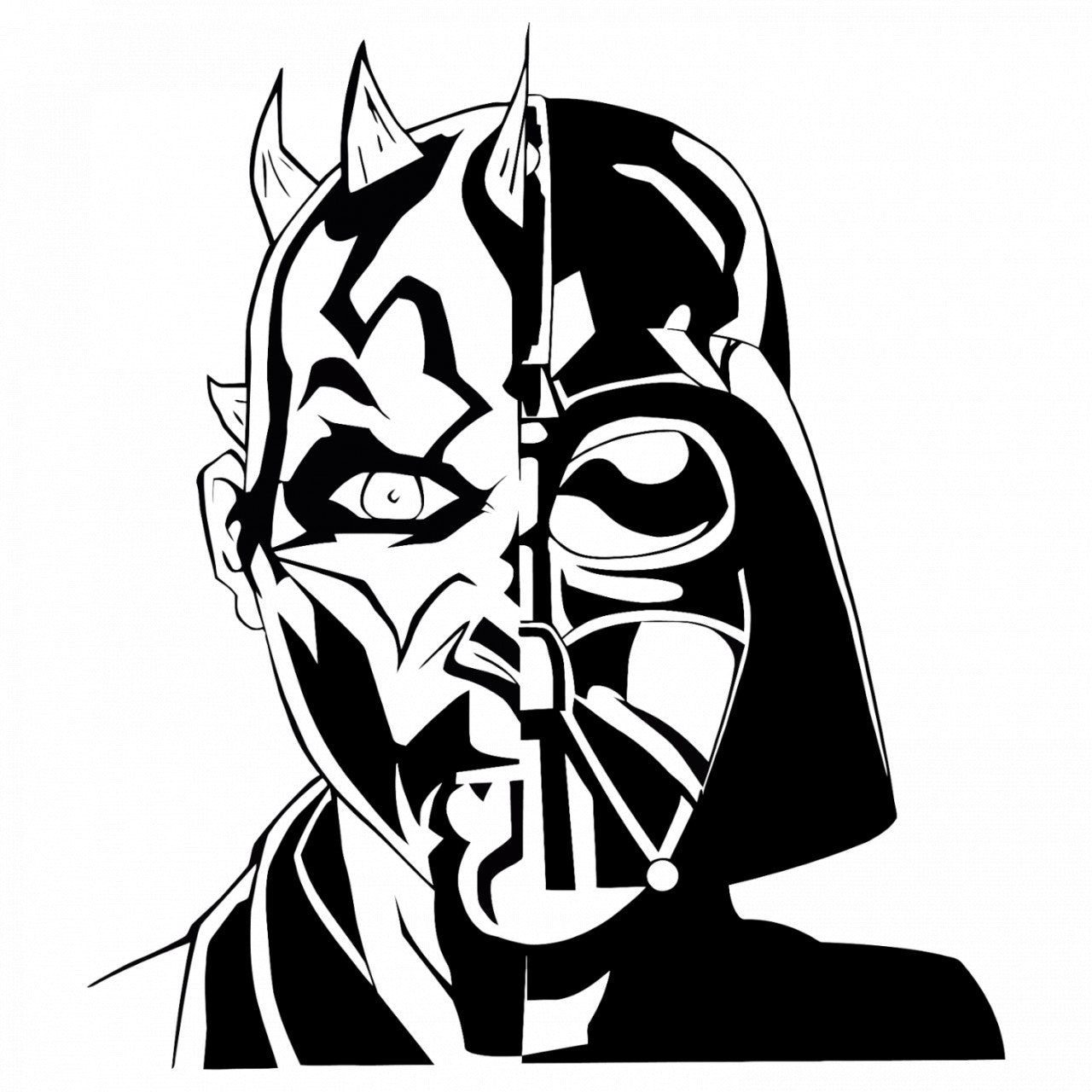 Set 5 bucati, Sticker decorativ, Star wars Darth Maul cu doua fete, Rezistent la apa, NO8395, 6 cm, Multicolor